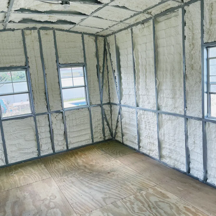Closed-cell spray foam insulation applied to wall cavities in a residential project in College Place